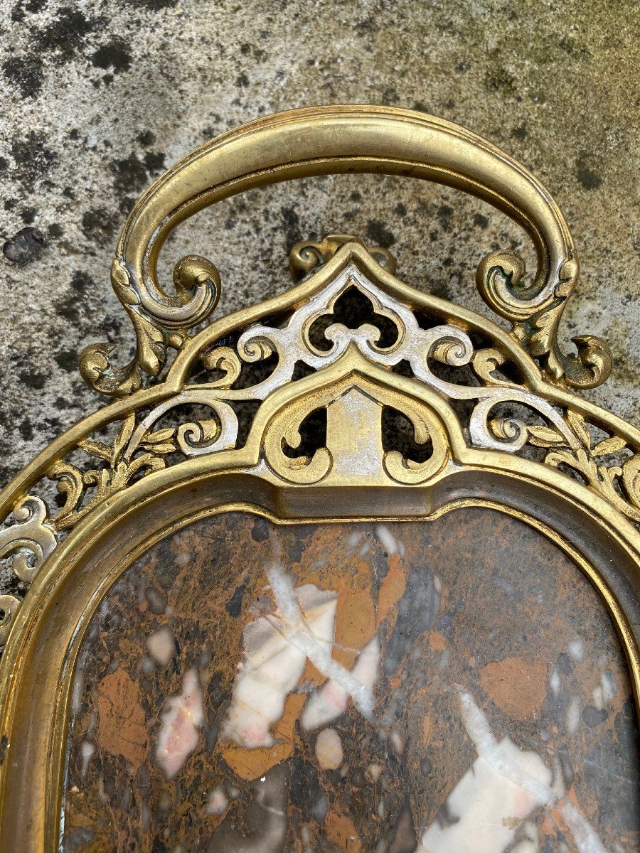 Joli Vide-poche 19e Orientaliste Dans Le Goût De Eugène Cornu En Marbre, Bronze Doré Et Argenté-photo-2