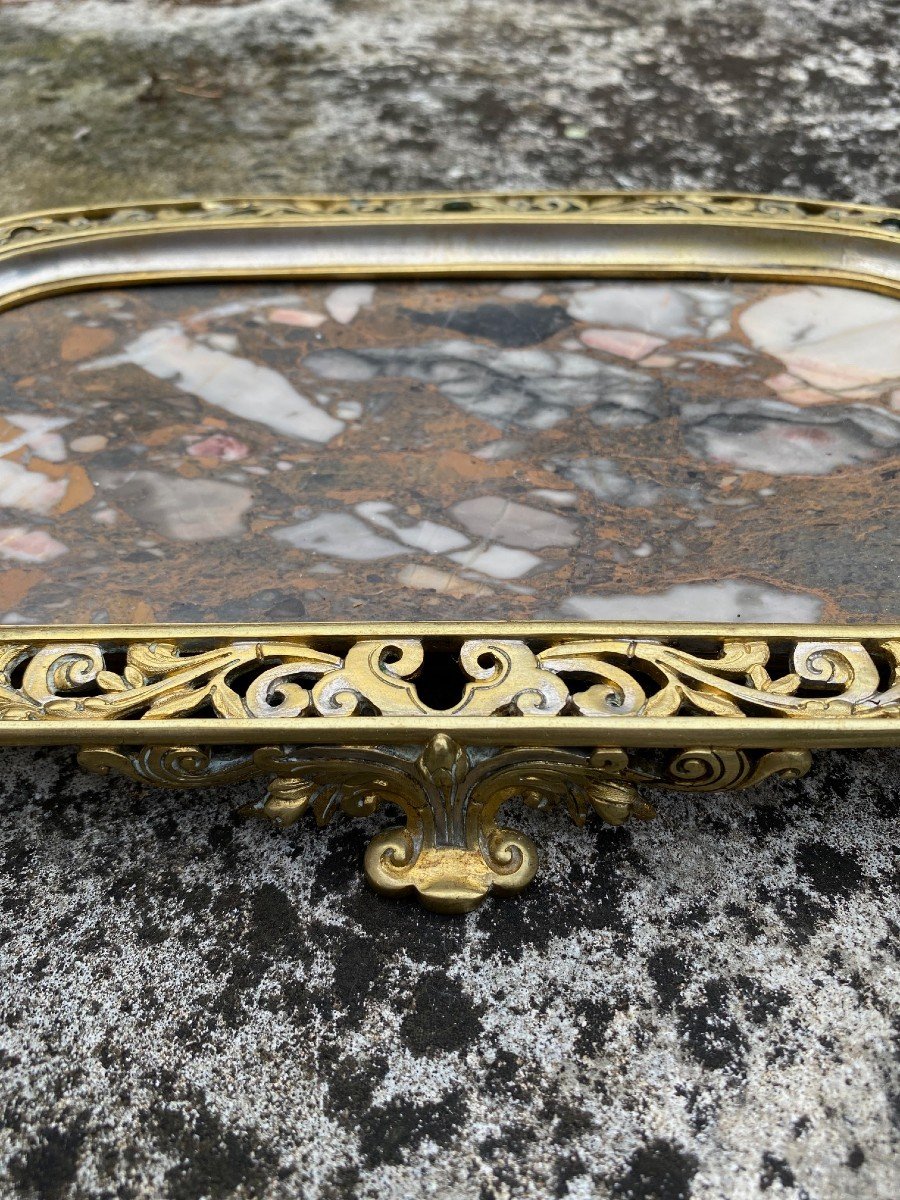 Joli Vide-poche 19e Orientaliste Dans Le Goût De Eugène Cornu En Marbre, Bronze Doré Et Argenté-photo-4