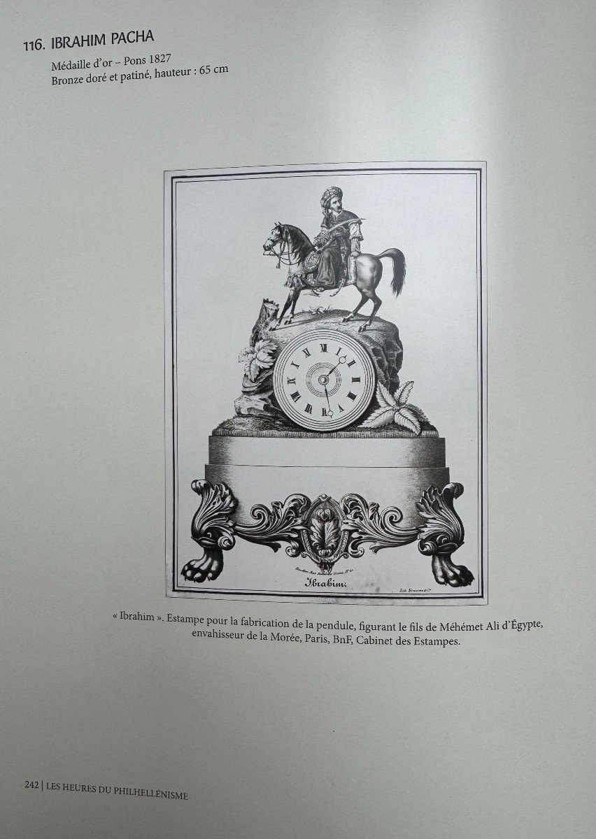 Belle Pendule Orientaliste En Bronze Doré Et Patiné, Ibrahim Pacha, Médaille D’or, Pons - 1827-photo-1