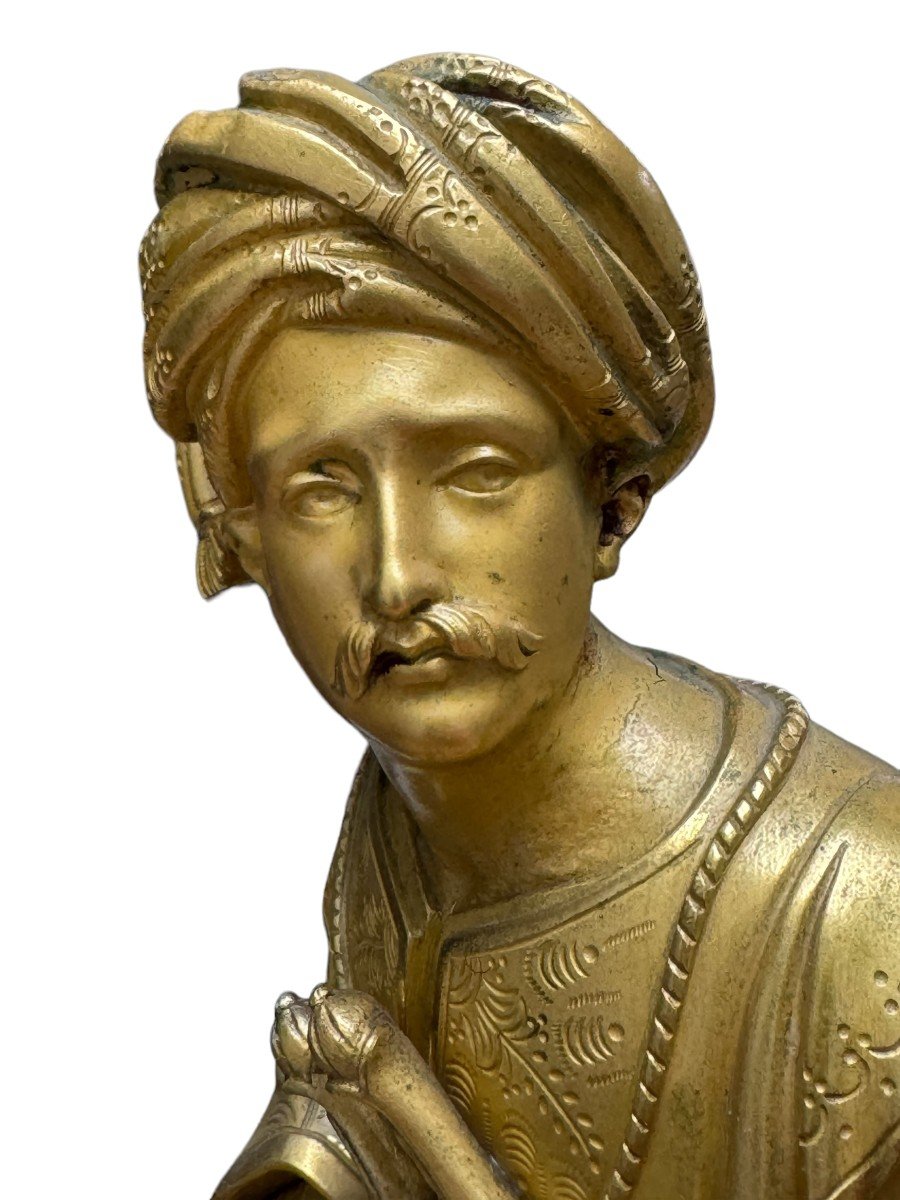 Belle Pendule Orientaliste En Bronze Doré Et Patiné, Ibrahim Pacha, Médaille D’or, Pons - 1827-photo-3