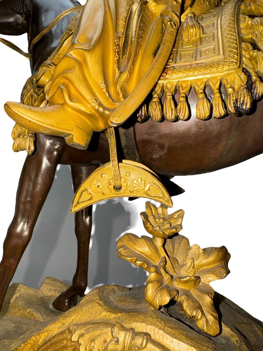 Belle Pendule Orientaliste En Bronze Doré Et Patiné, Ibrahim Pacha, Médaille D’or, Pons - 1827-photo-6