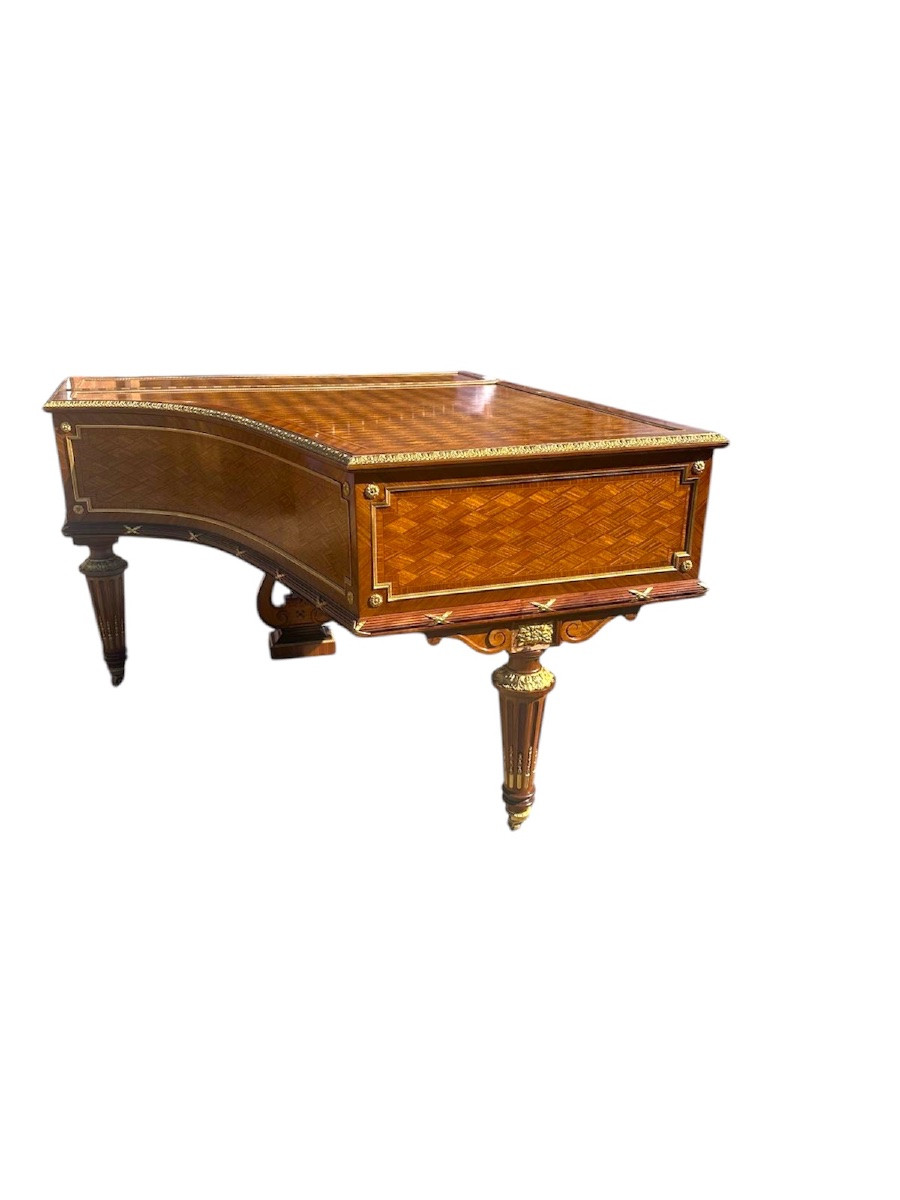 Napoleon III Semi-grand Piano, In Satinwood Parquetry With Gilt Bronze Mounts, By Erard-photo-3