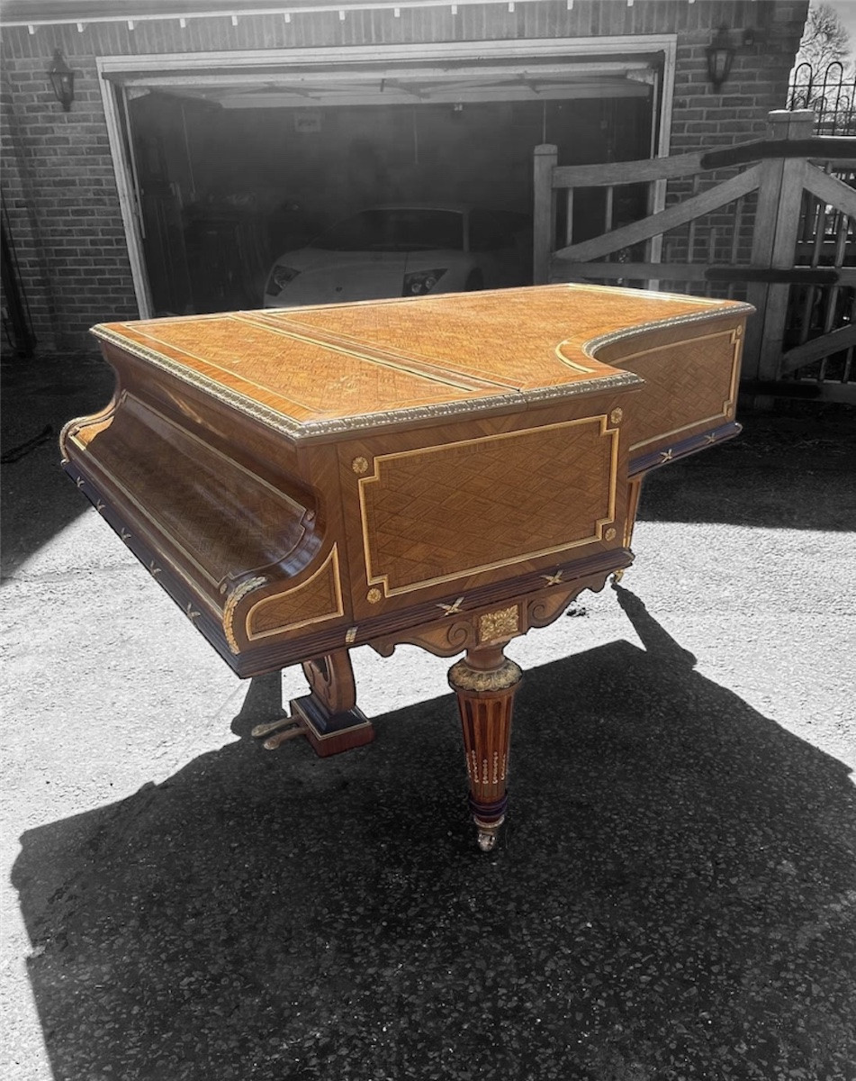 Napoleon III Semi-grand Piano, In Satinwood Parquetry With Gilt Bronze Mounts, By Erard-photo-4