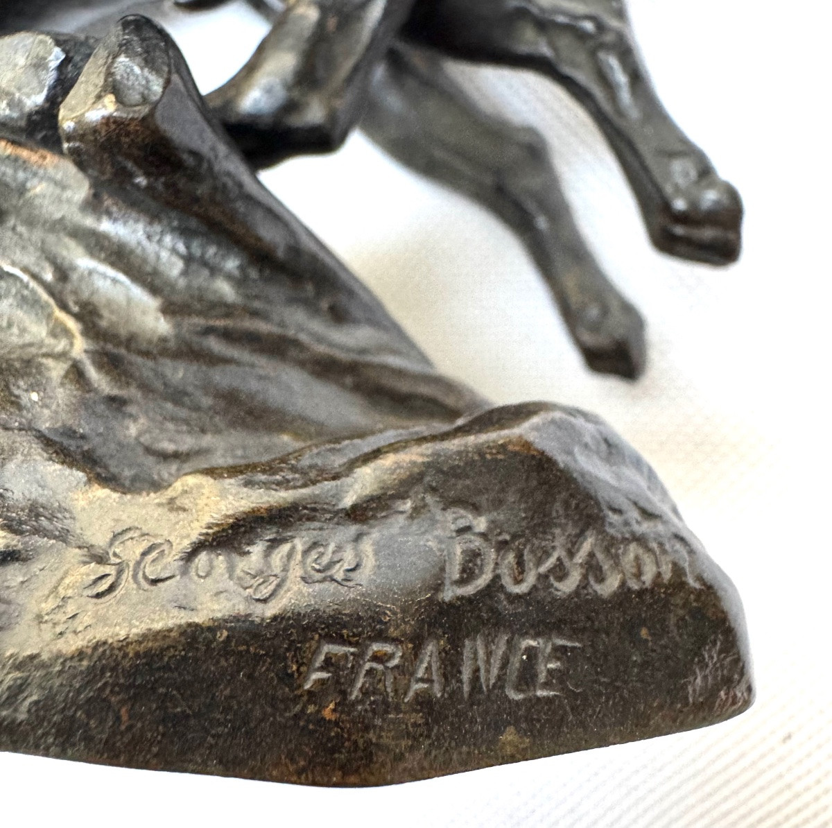 Georges-Louis-Charles Busson (1859-1933) Sculpture en bronze de deux chiens courants-photo-4