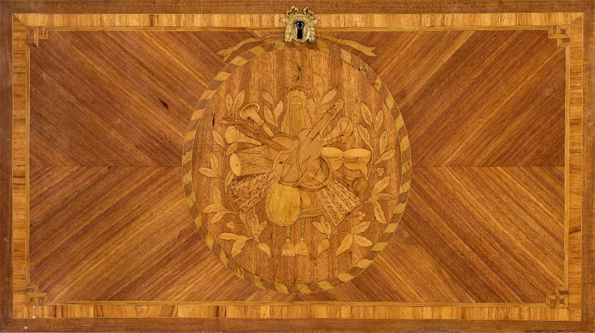 Secrétaire en cabinet Louis XVI en marqueterie et bronze doré -photo-2