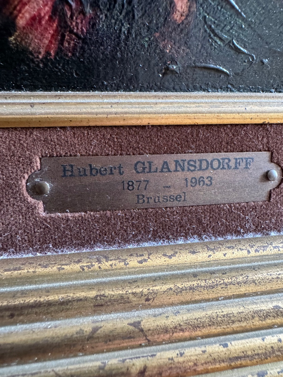 Hubert Glansdorff (1877-1963). Oil On Canvas. Bouquet Of Yellow, Orange And White Anemones-photo-4