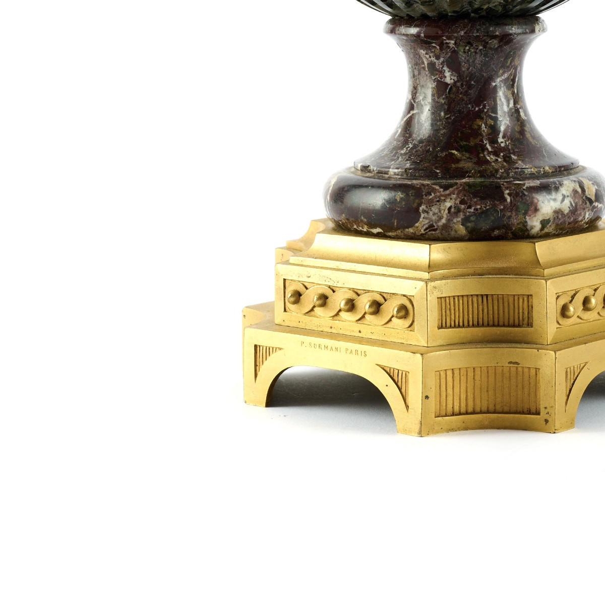 Paul Sormani, Grand vase 19eme en marbre et bronze doré aux dragons-photo-1
