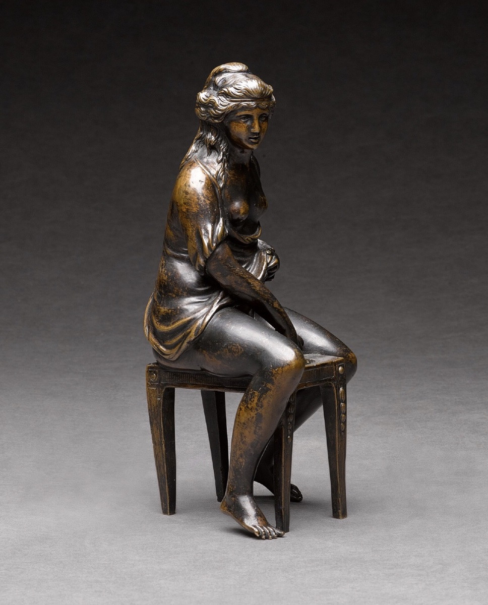 After Clodion, Early 19th Century Bronze, “femme A Sa Toilette” (bathing Woman)-photo-2