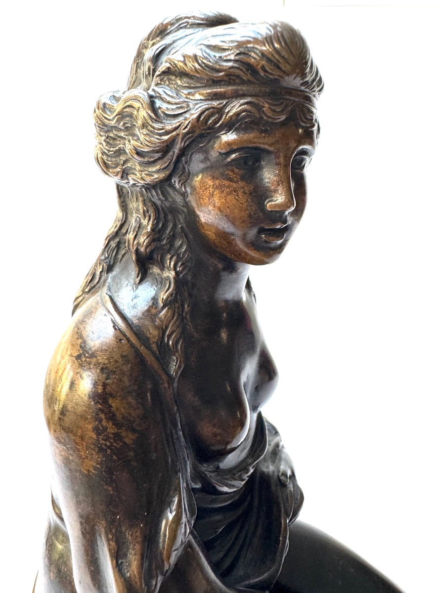 After Clodion, Early 19th Century Bronze, “femme A Sa Toilette” (bathing Woman)-photo-1