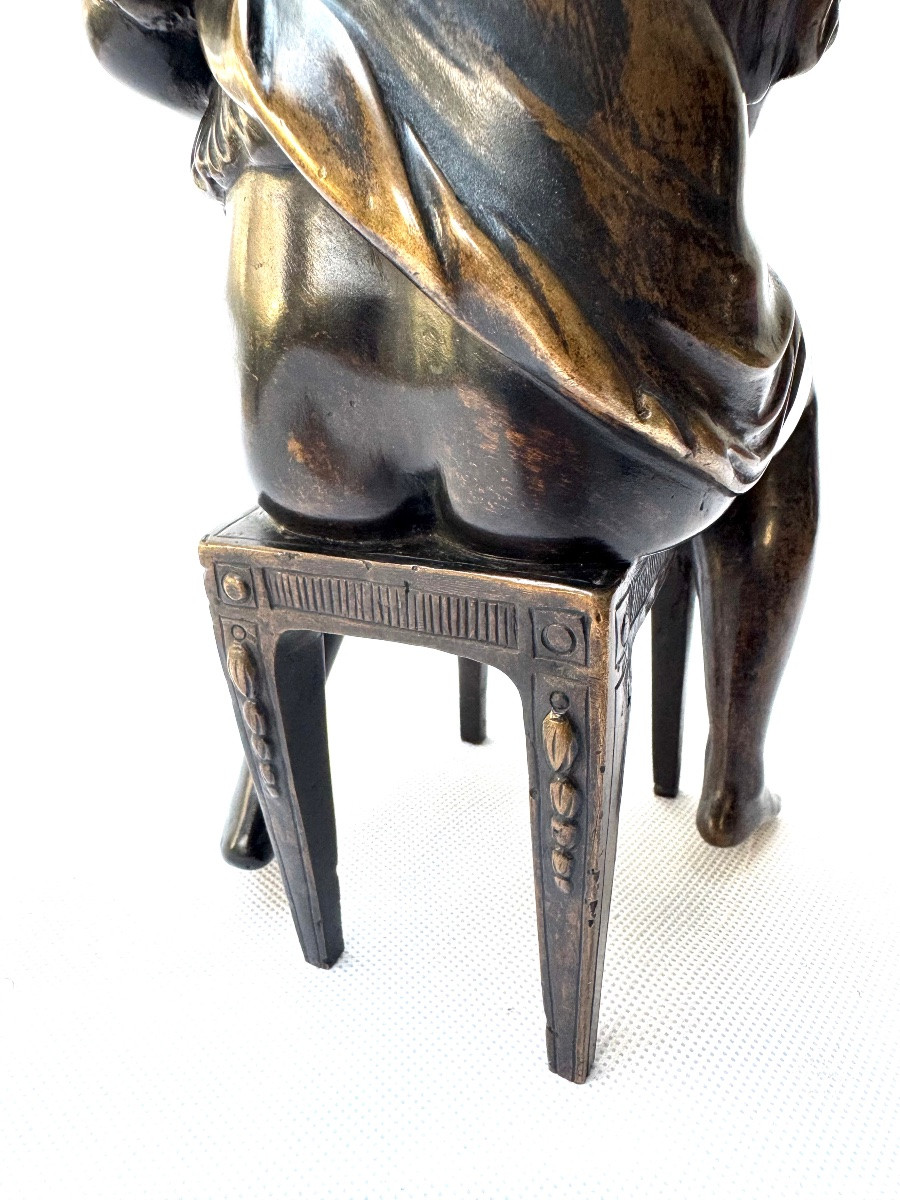 After Clodion, Early 19th Century Bronze, “femme A Sa Toilette” (bathing Woman)-photo-5