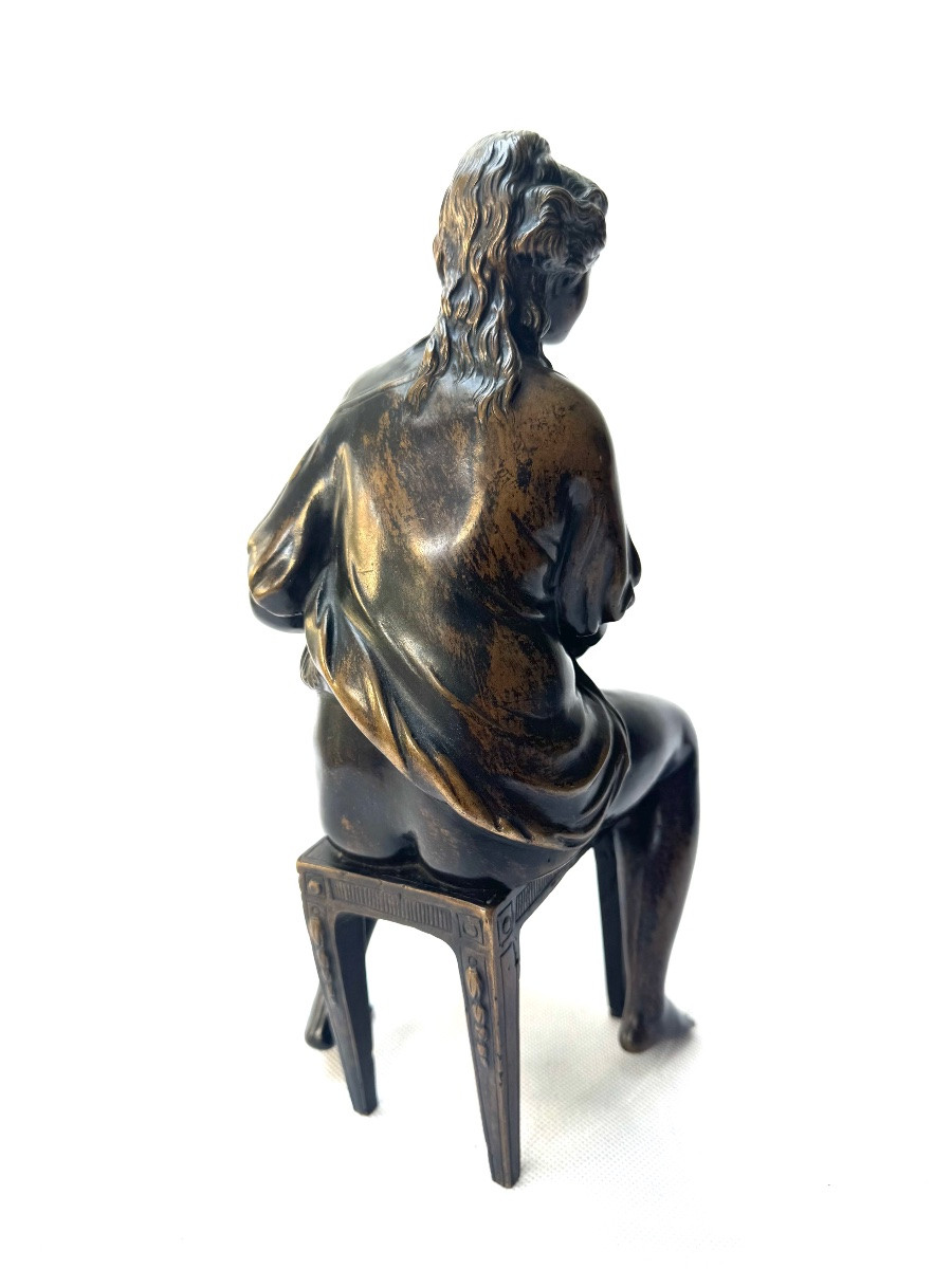 After Clodion, Early 19th Century Bronze, “femme A Sa Toilette” (bathing Woman)-photo-6