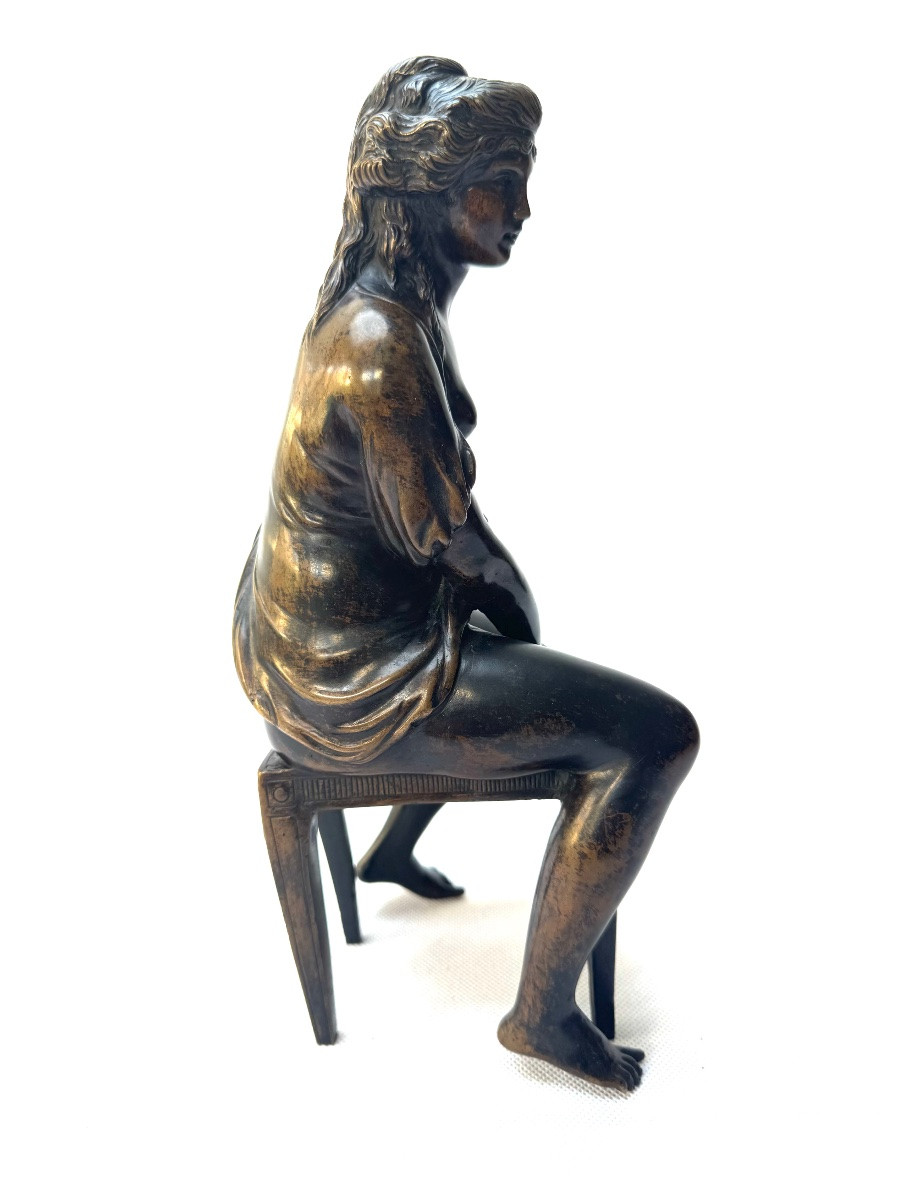 After Clodion, Early 19th Century Bronze, “femme A Sa Toilette” (bathing Woman)-photo-7