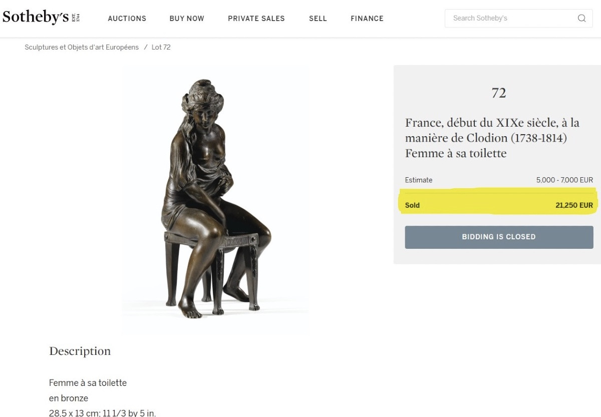 After Clodion, Early 19th Century Bronze, “femme A Sa Toilette” (bathing Woman)-photo-8