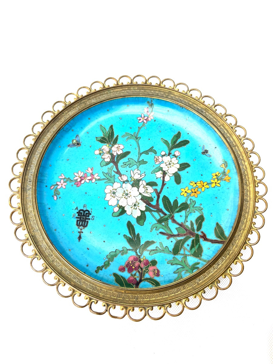 Andre-fernand Thesmar And Barbedienne, Two Gilt Bronze And Cloisonné Enamel Dishes, Circa 1880-photo-4