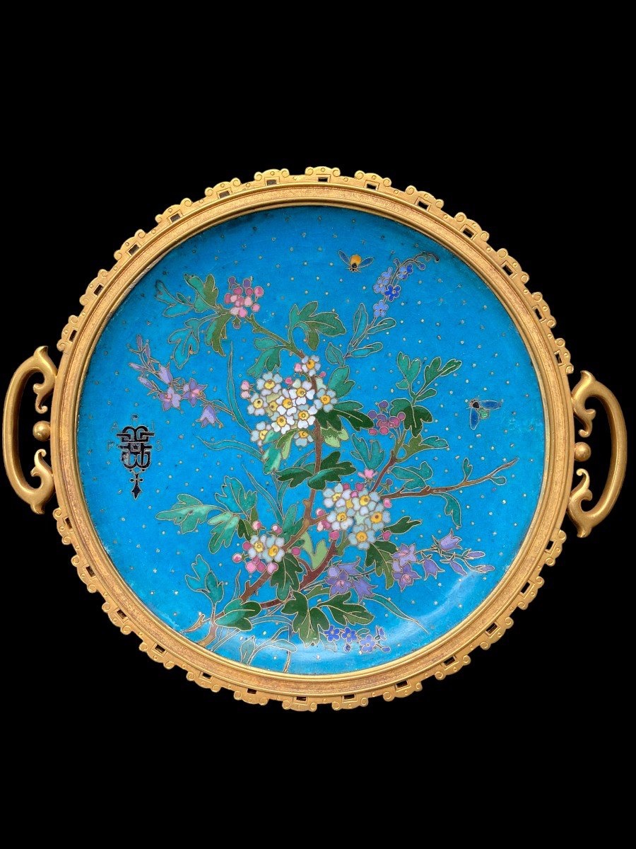 Andre-fernand Thesmar And Barbedienne, Two Gilt Bronze And Cloisonné Enamel Dishes, Circa 1880-photo-2
