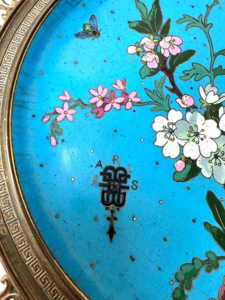 Andre-fernand Thesmar And Barbedienne, Two Gilt Bronze And Cloisonné Enamel Dishes, Circa 1880-photo-4