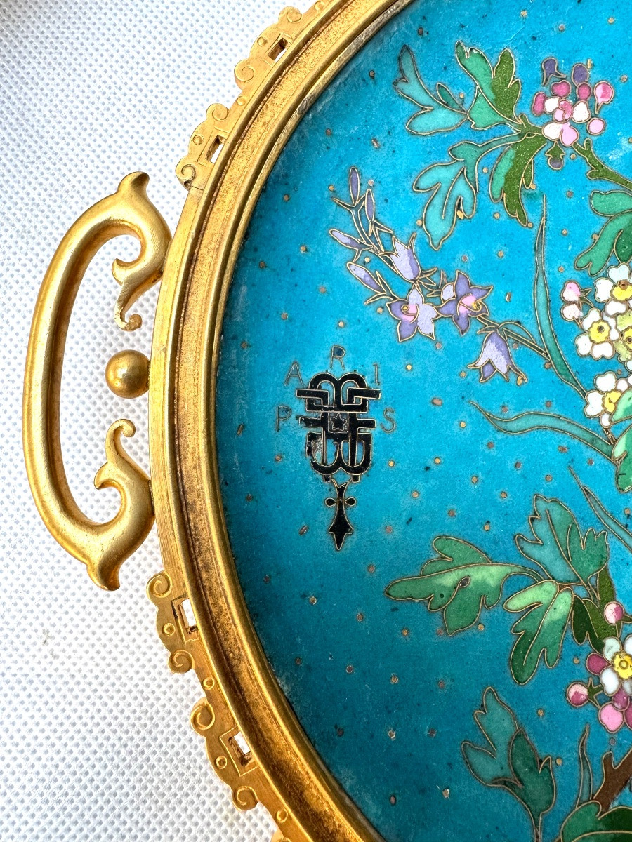 Andre-fernand Thesmar And Barbedienne, Two Gilt Bronze And Cloisonné Enamel Dishes, Circa 1880-photo-5