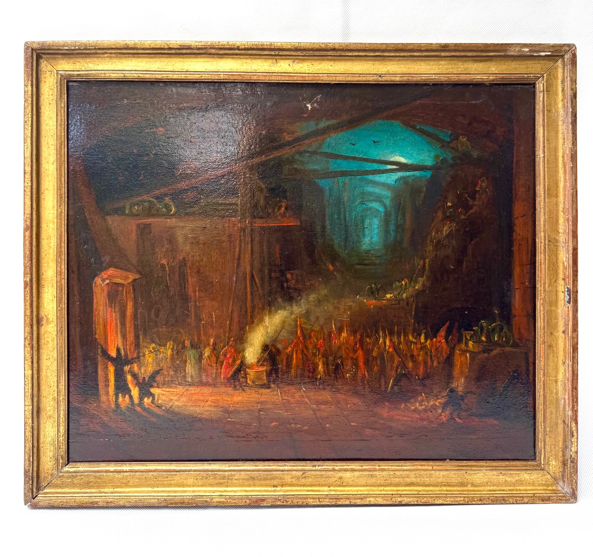 Oil On Cardboard Attributed To Eugenio Lucas Velázquez (1817–1870), “witchcraft In The Cave”