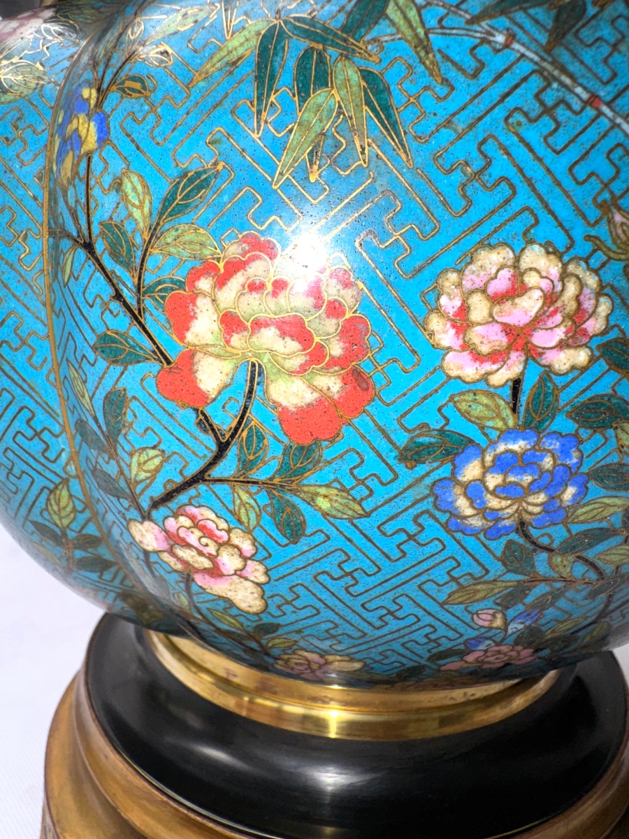 Jardinière 19eme siècle en Émail Cloisonné et Bronze Doré -photo-4