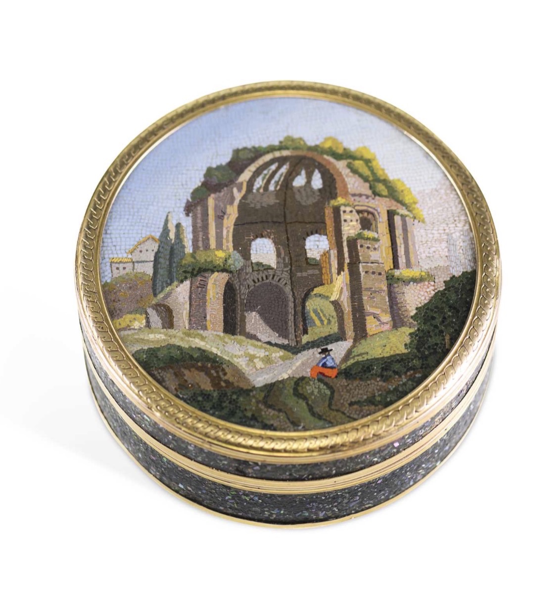 Micromosaic Box With Gold Frame, A Souvenir From The Italian “grand Tour,” Early 19th Century