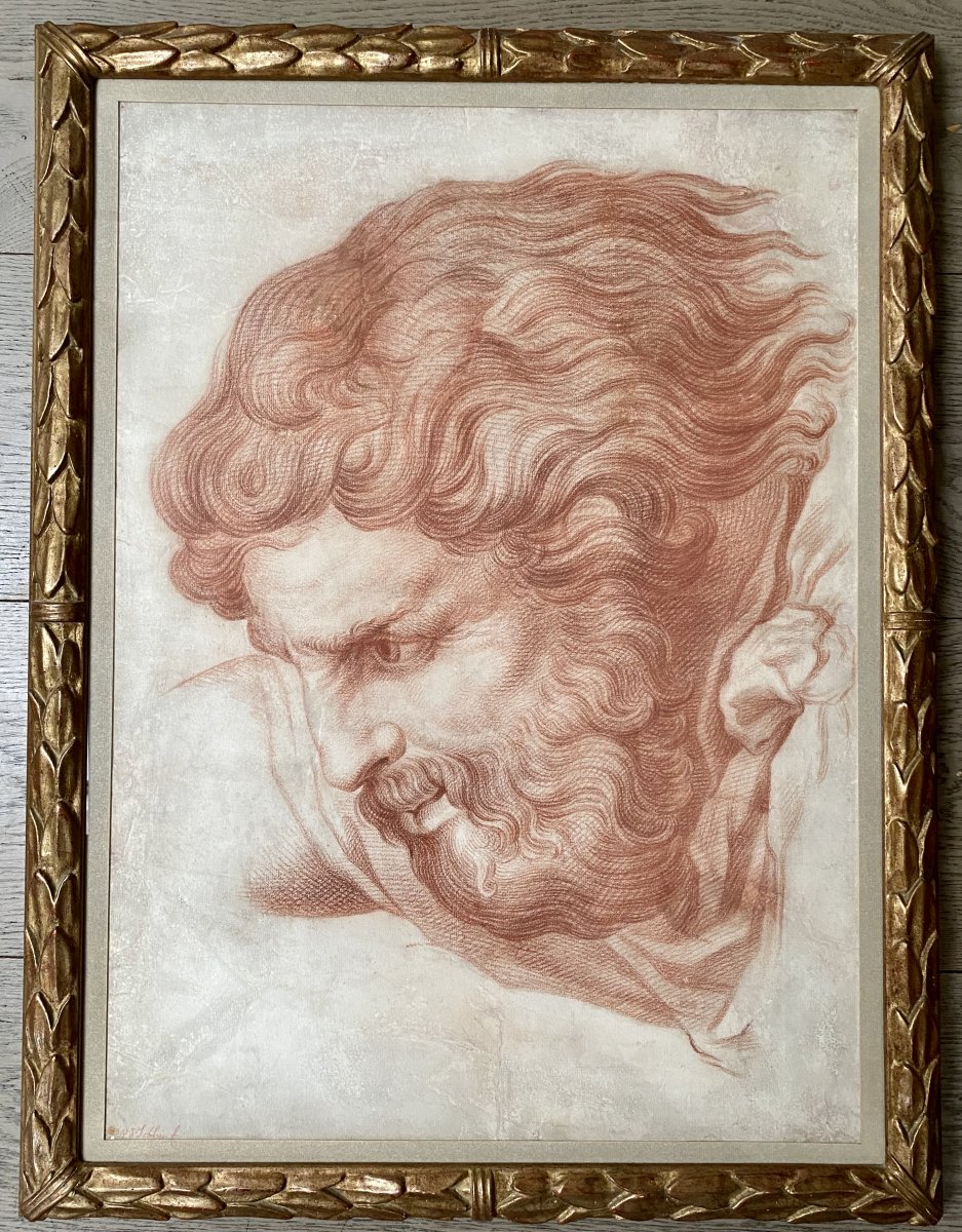 Sanguine By Nicolas-rené Jollain, Paris (1732 - 1804), Study Of God The Father After Michelangelo