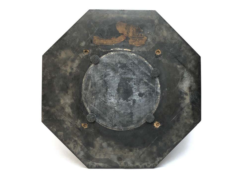 English Mid-19th Century Octagonal Black Marble, Hard Stones And Pietre Dure Inlaid Table Top-photo-6