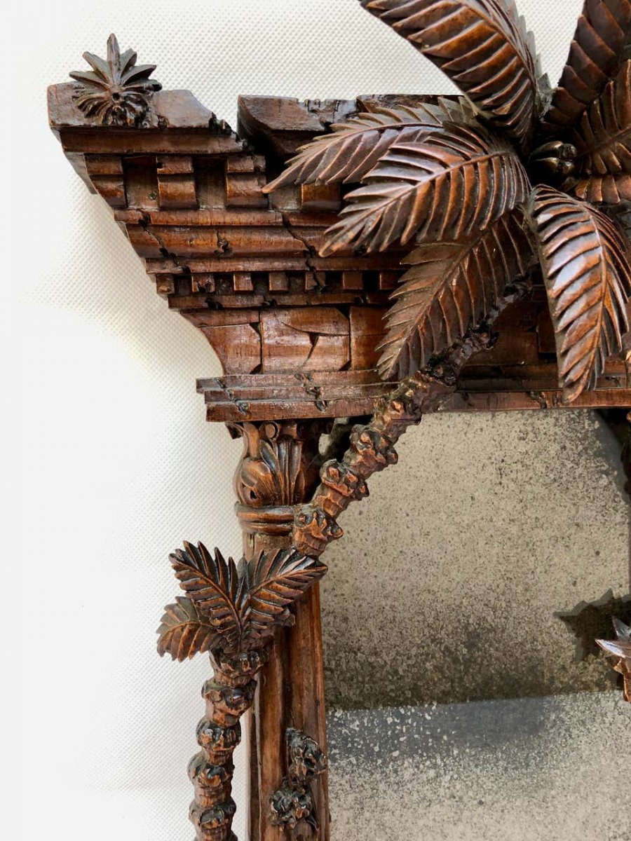 Un Cadre Orientaliste Fin 19ème Siècle En Noyer Sculpté Modelé Comme Une Ruine Classique-photo-4