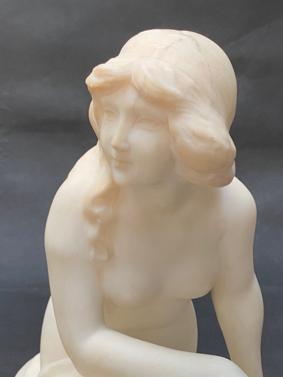 Alabaster Sculpture By E. Battiglia, Florence, Circa 1910-photo-2
