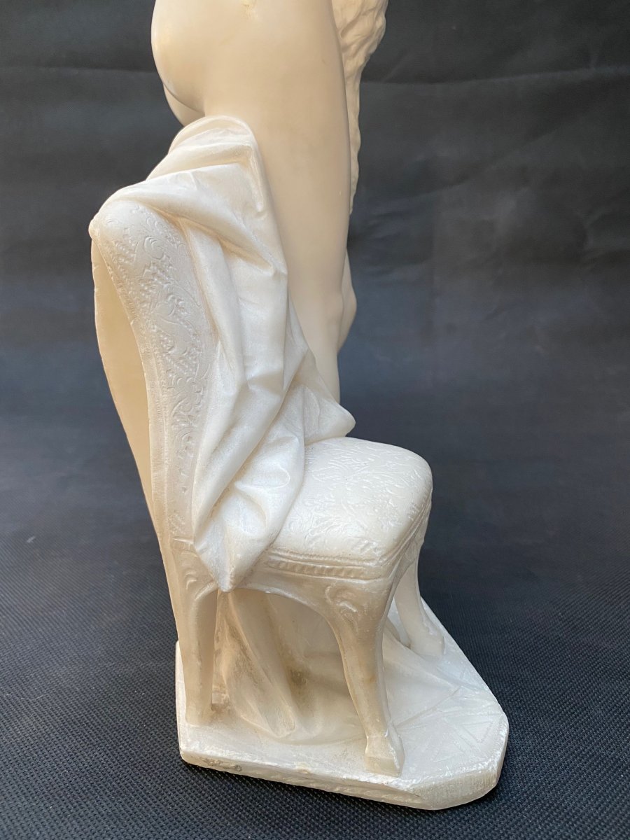 G. Cellini-migli (italy, 1857-1937), Alabaster Sculpture Of A Young Naked Woman-photo-1