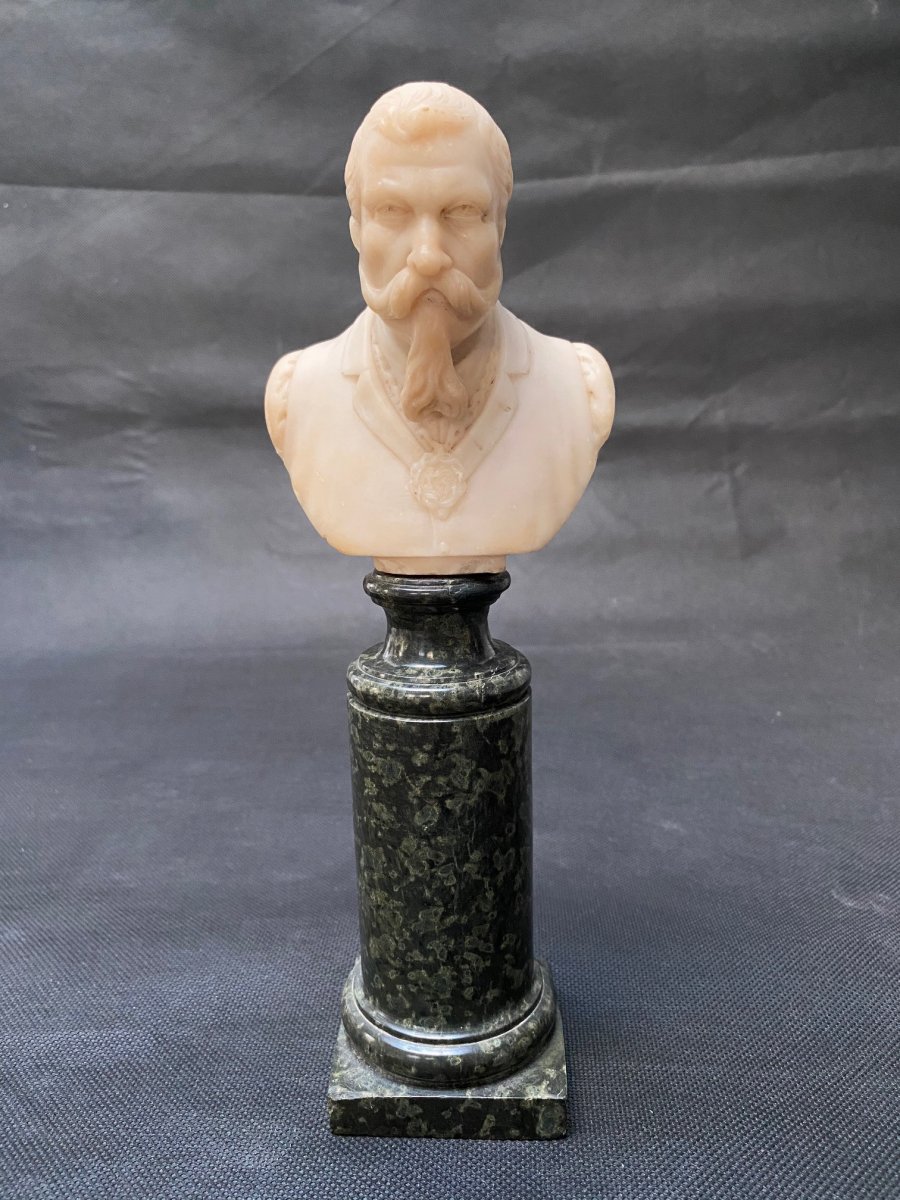 Late 19th Century Alabaster Portrait Bust Of A Man With Impressive Mustache And Beard