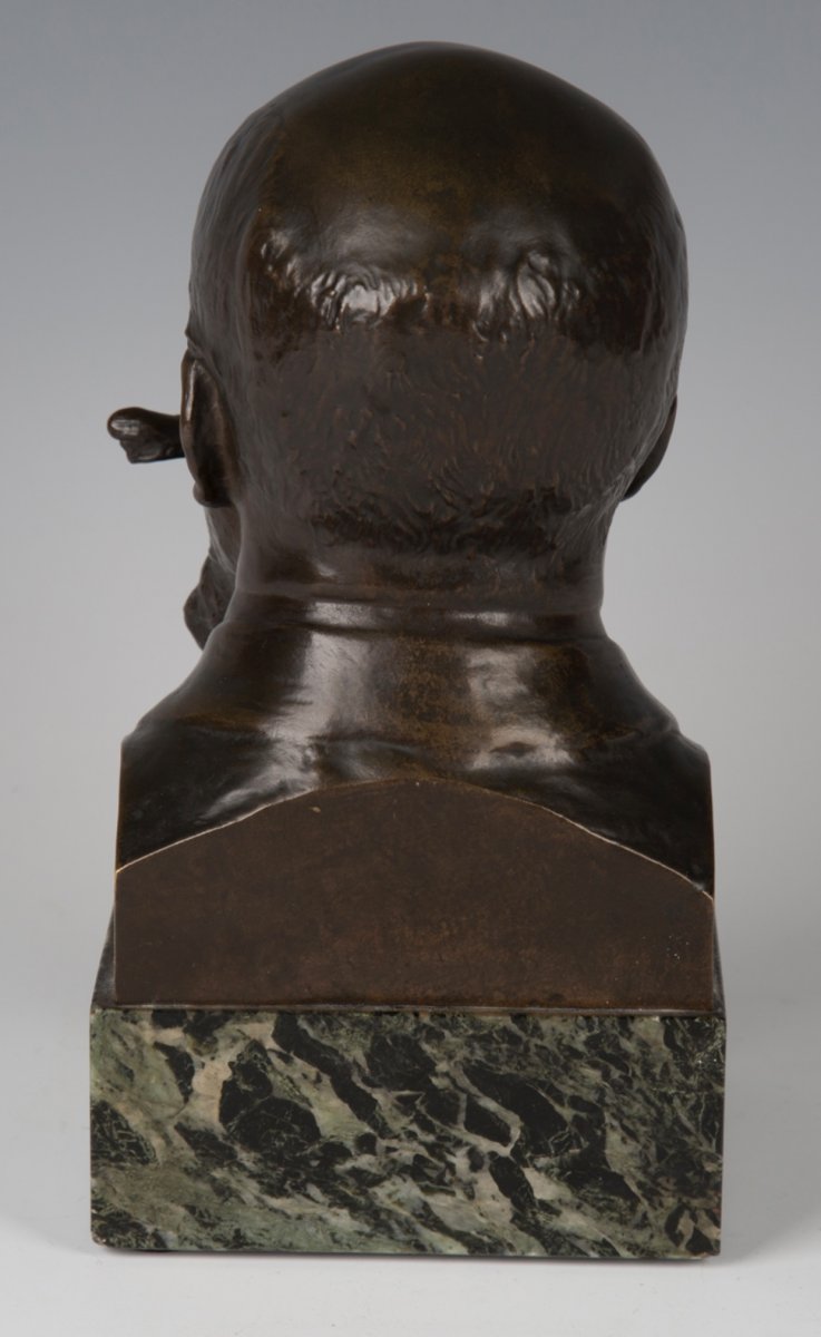 Jules-louis Rispal (french, 1871-1910), Bronze Bust Of Camille Cousteau-photo-3