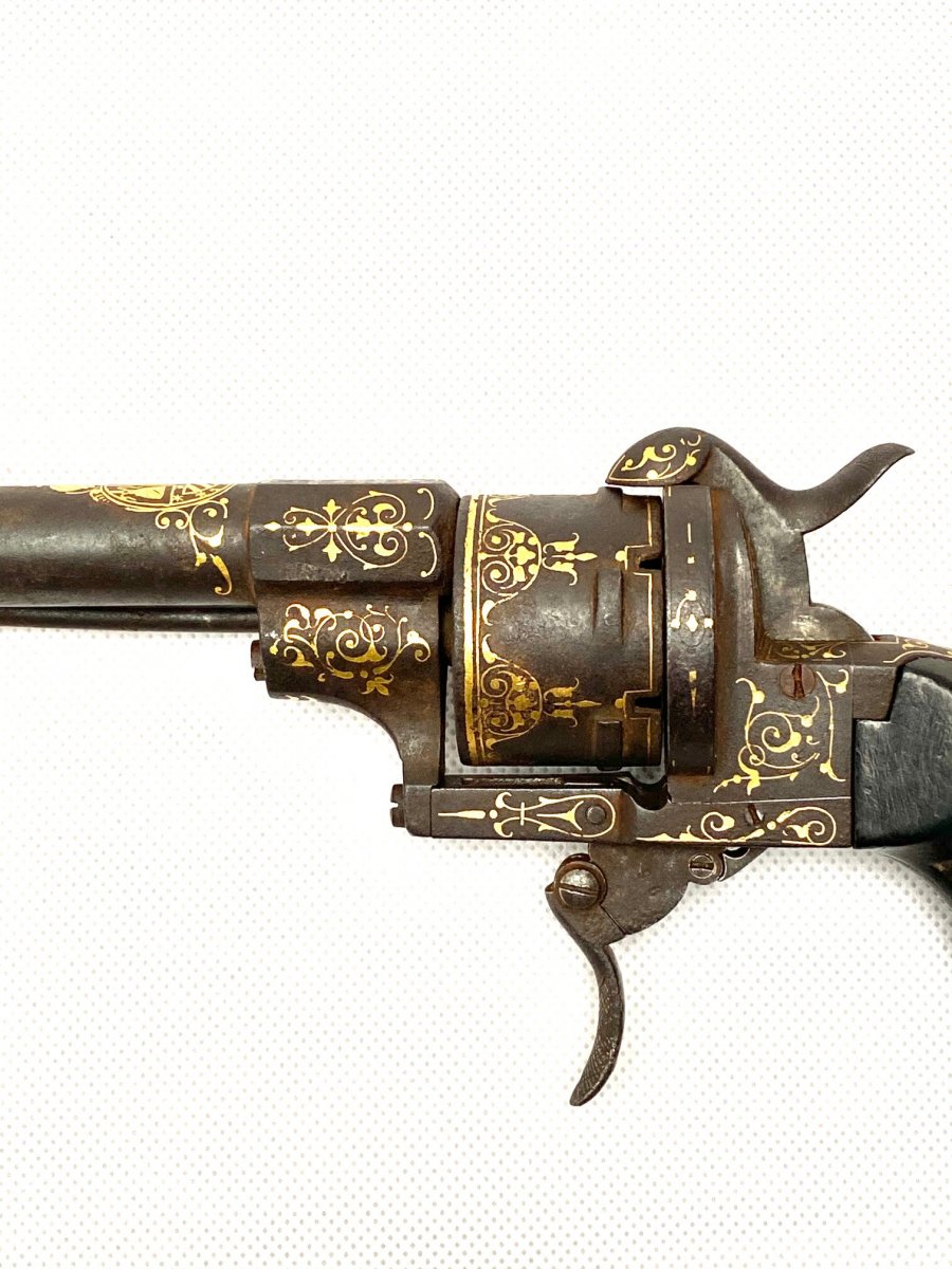 Un Revolver Espagnol En Or Damasquiné Par Zuloaga Daté 1863-photo-2