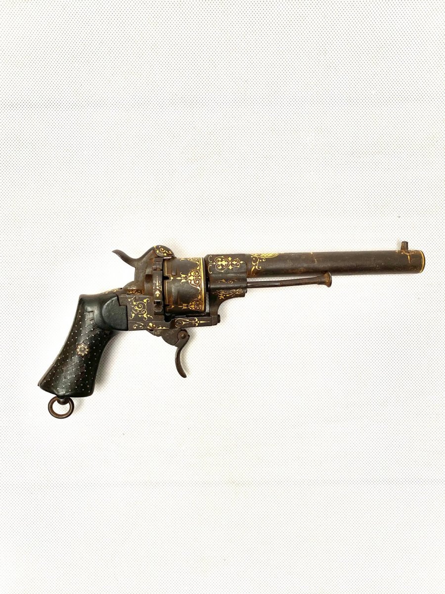 Un Revolver Espagnol En Or Damasquiné Par Zuloaga Daté 1863-photo-1