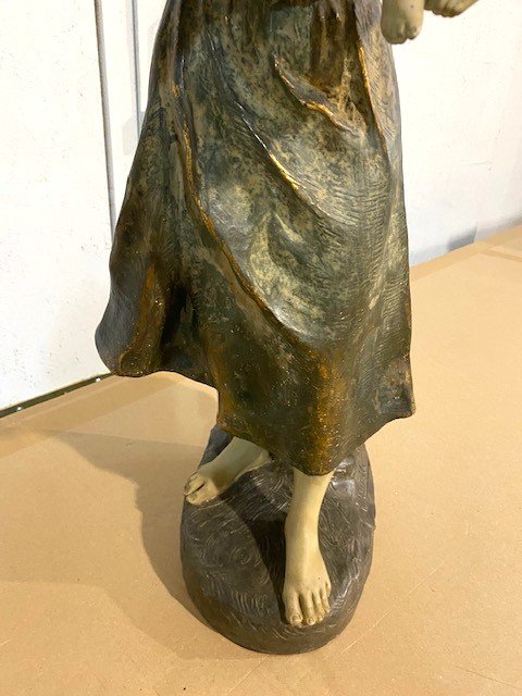 Richard Aurili (italie, 1834 – 1914), Terre Cuite d'Une Jeune Femme Et Son Enfant-photo-1
