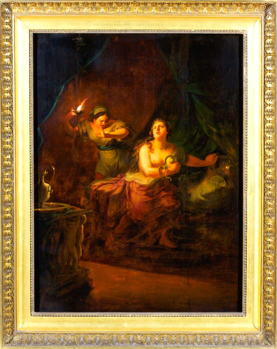 Johann Jakob Dorner (1741–1813), Oil On Wooden Panel, “the Death Of Cleopatra”
