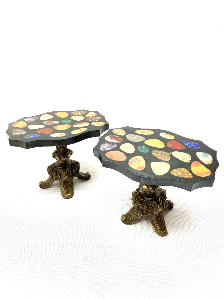 Pair Of Italian 19th Century Pietre Dure, Hardstones And Marble Paperweights-photo-4