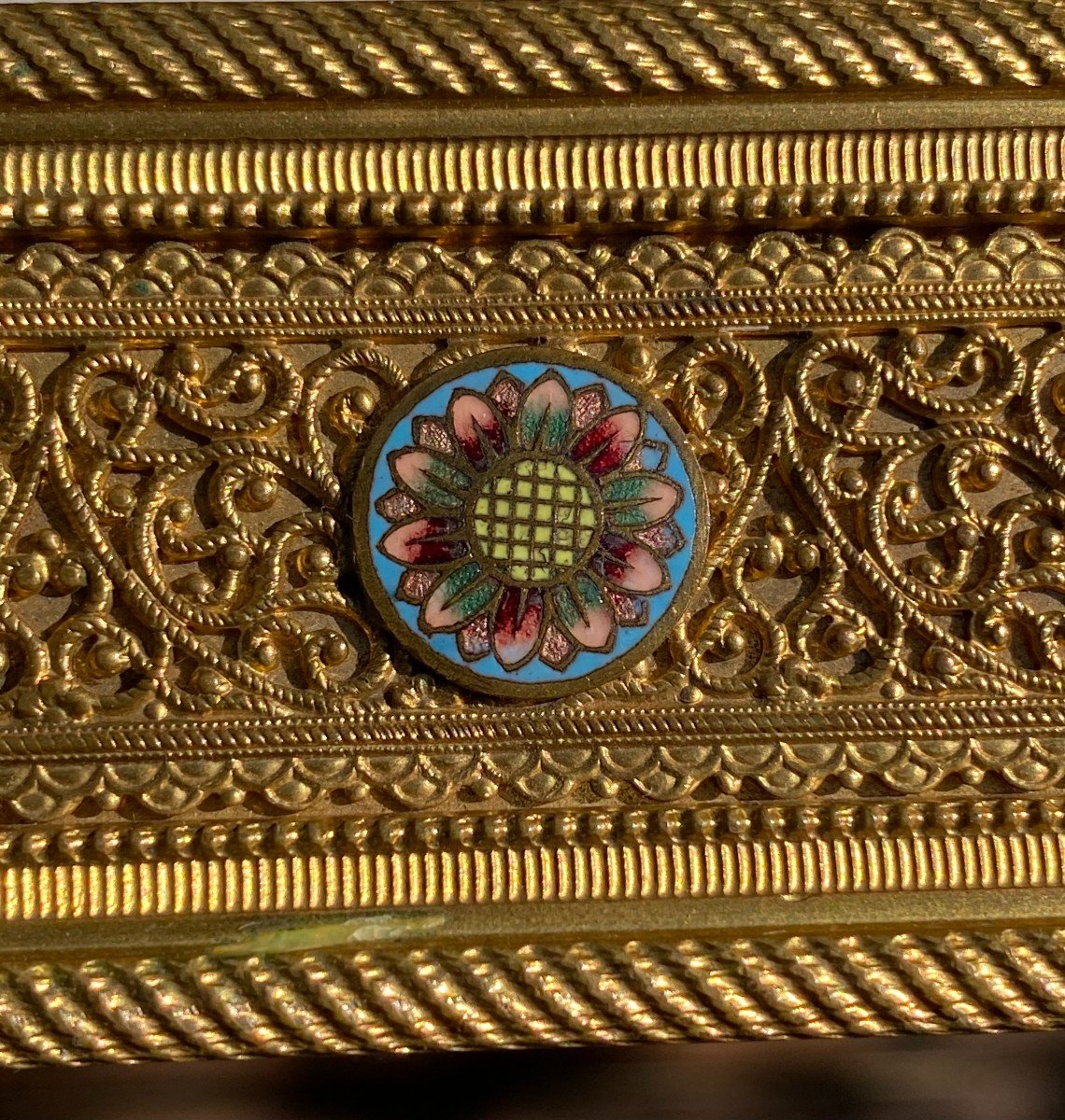 French 19th C Orientalist Gilt Bronze And Polychrome Enamel Frame-photo-3