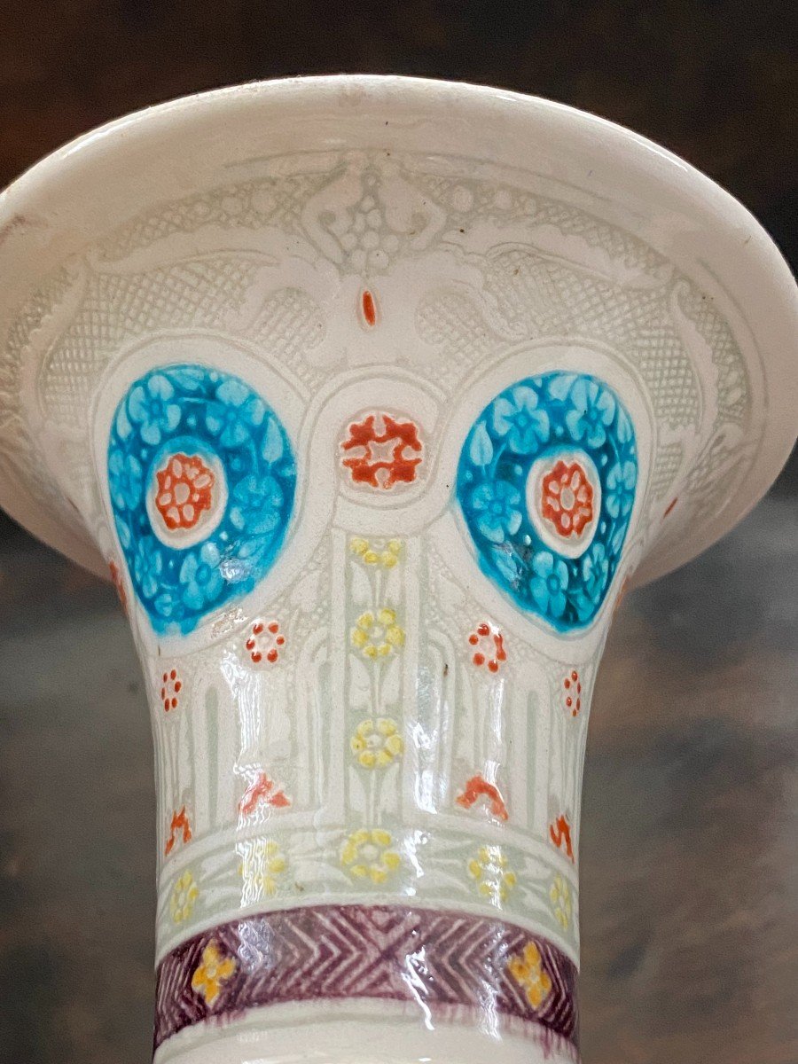 Théodore Deck Vase Iznik En Faïence Et émaux Polychromes-photo-2