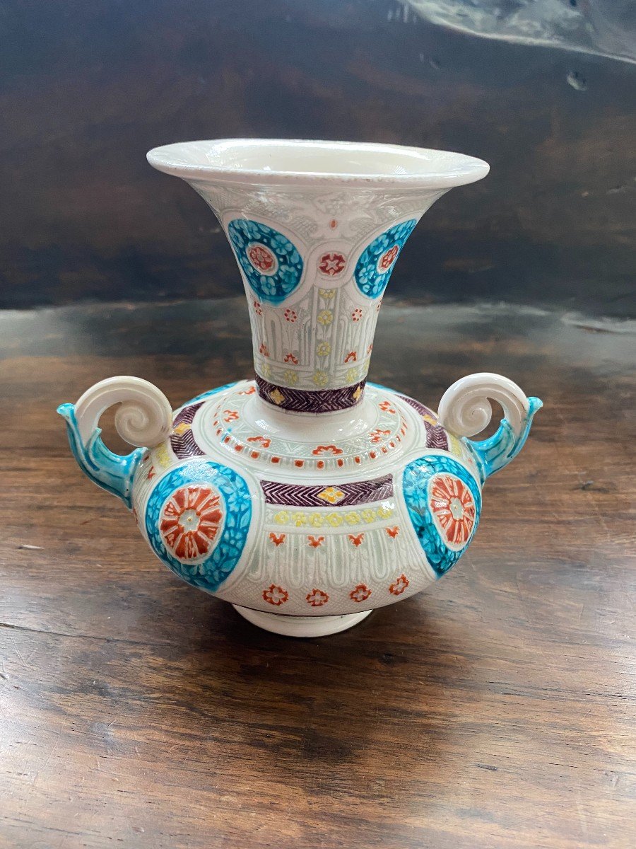Théodore Deck Vase Iznik En Faïence Et émaux Polychromes-photo-5