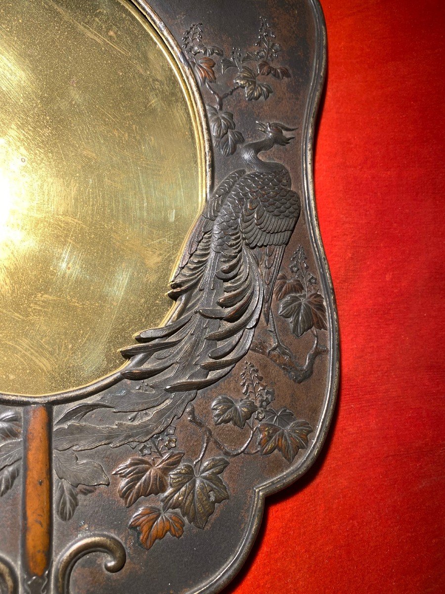 19th Century Japanese Bronze Mirror Signed Yoshinori-photo-2