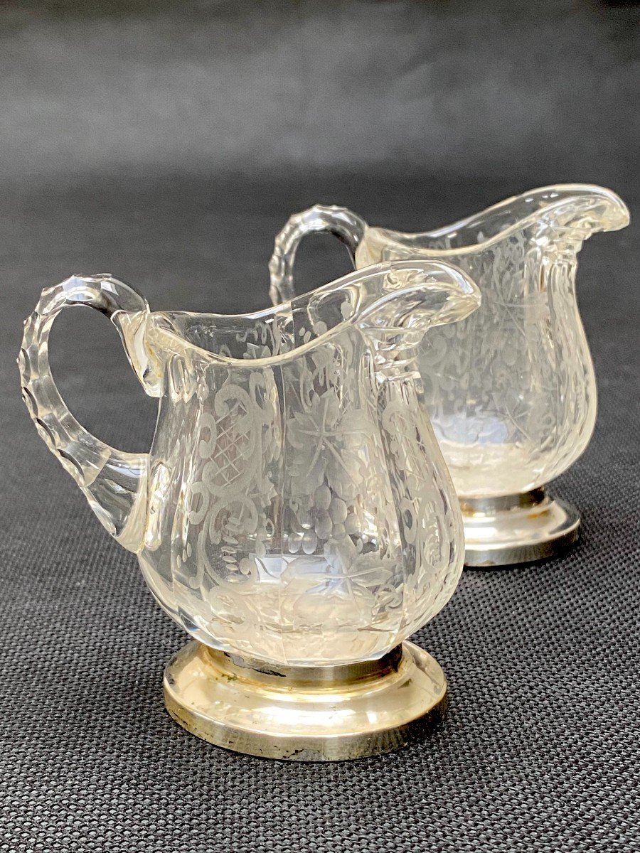 Pair Of Miniature Silver Mounted Rock Crystal Ewers-photo-1