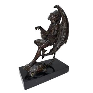 A French 19th Century Bronze Sculpture Of Satan In The Manner Of Jean-jacques Feuchère