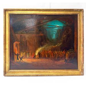 Oil On Cardboard Attributed To Eugenio Lucas Velázquez (1817–1870), “witchcraft In The Cave”