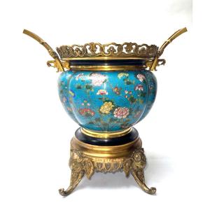 19th Century Ormolu-mounted Cloisonne-enamel Jardiniere