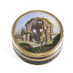 Micromosaic Box With Gold Frame, A Souvenir From The Italian “grand Tour,” Early 19th Century