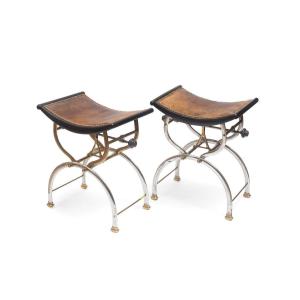 A Pair Of Late 19th Century English Adjustable Stools By C.h. Hare