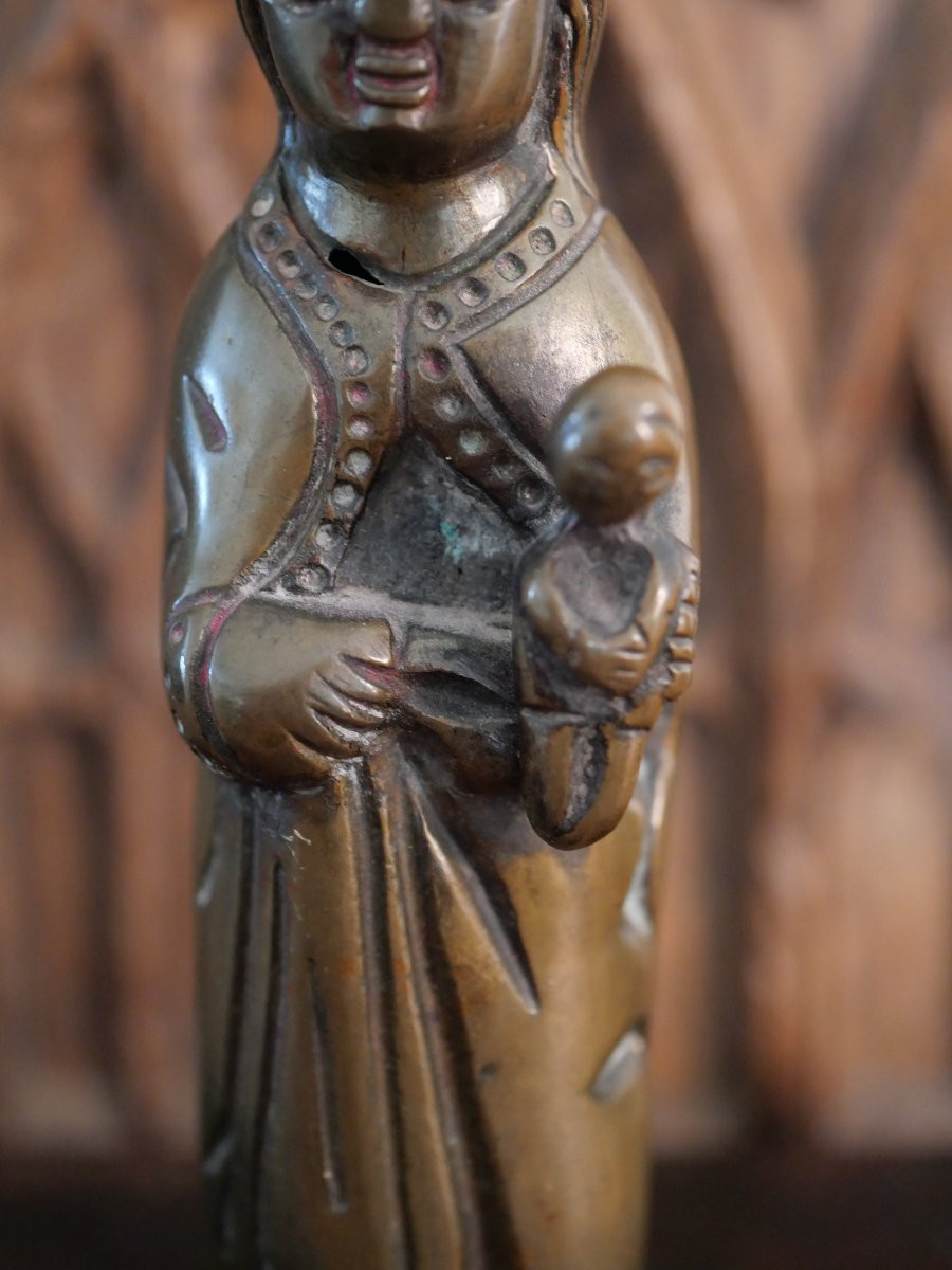 Vierge à l’Enfant en bronze – Fin XVe / début XVIe siècle-photo-3