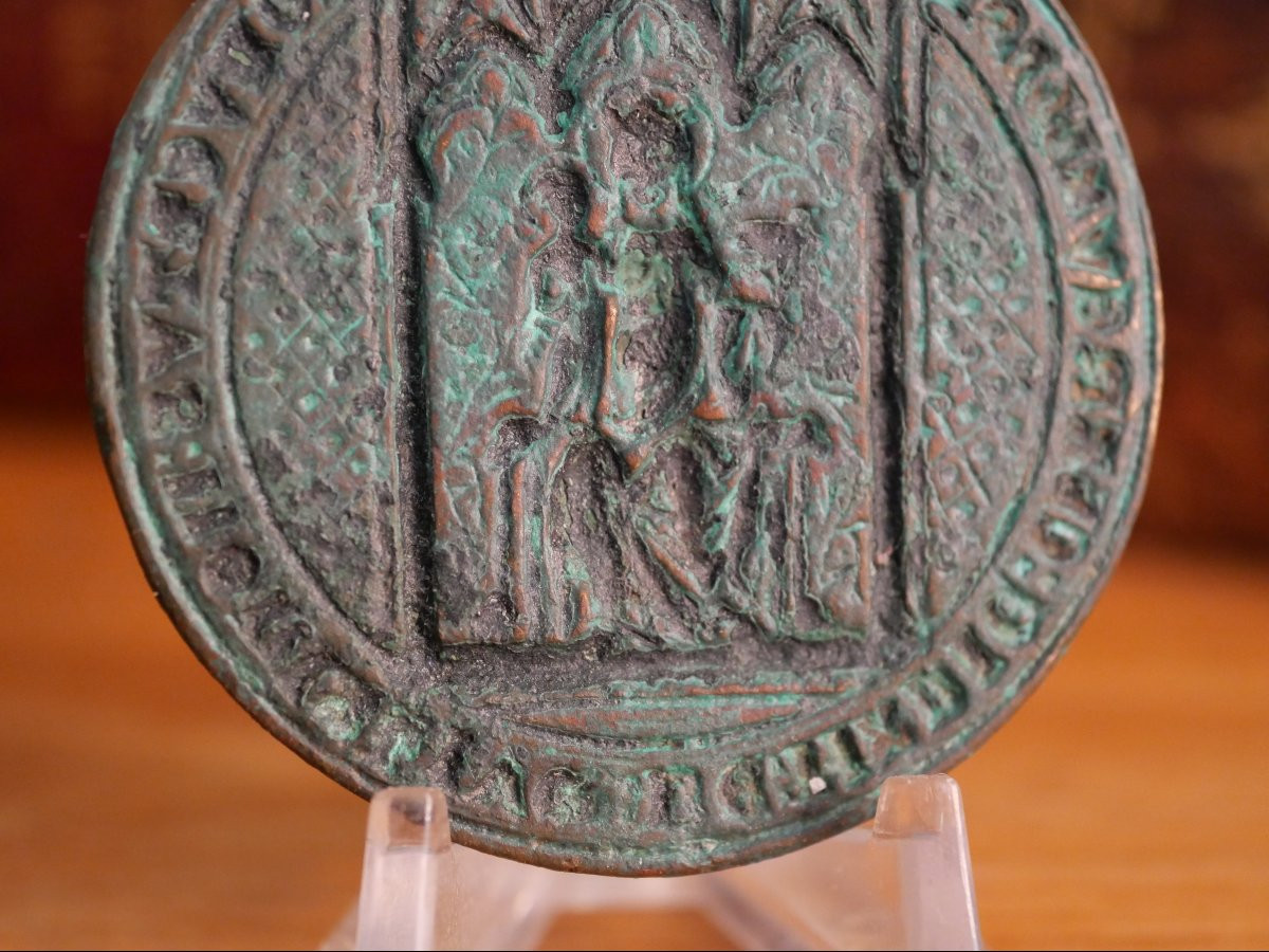 Bronze Seal Matrix, Virgin And Child Enthroned, Gothic, 13th–14th Century-photo-3