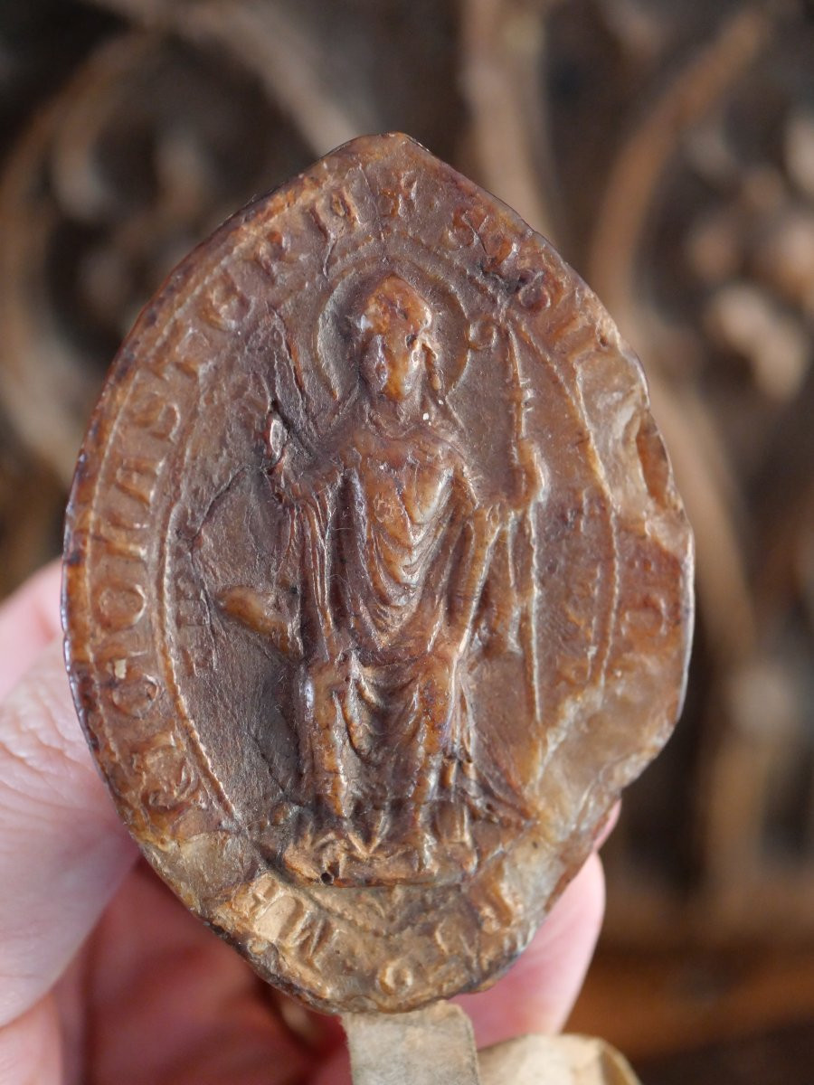 Sceau épiscopal en cire – Henri III de Stahleck, évêque de Strasbourg (†1260) – XIIIe siècle-photo-3