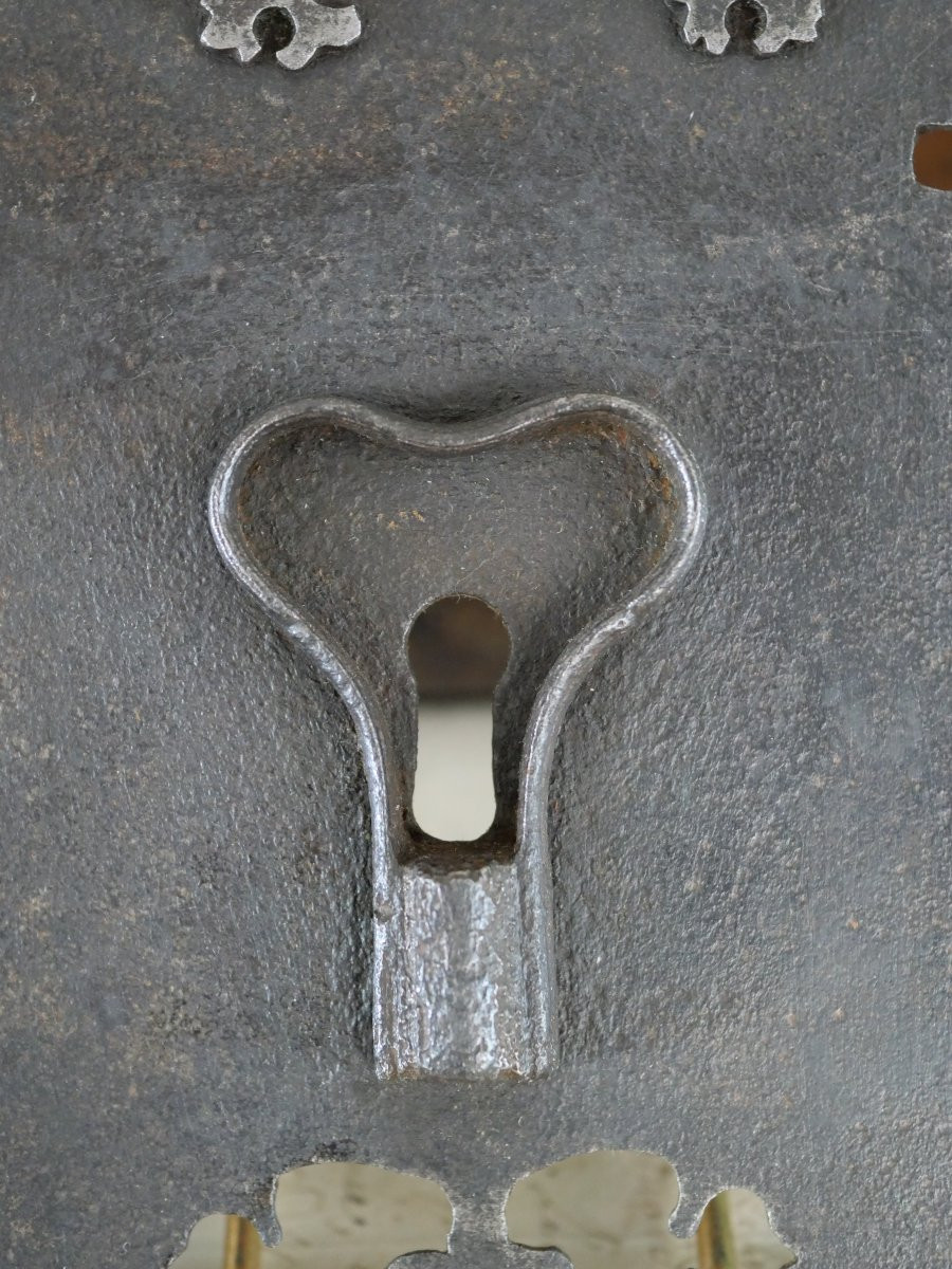 Serrure de coffre gothique en fer forgé – Allemagne, début XVIe siècle, Haute époque-photo-3